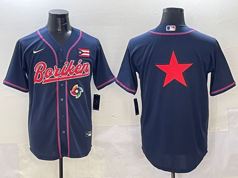 Men Puerto Rico Blank Blue Joint Name 2025 Nike MLB Jersey style 5->more jerseys->MLB Jersey